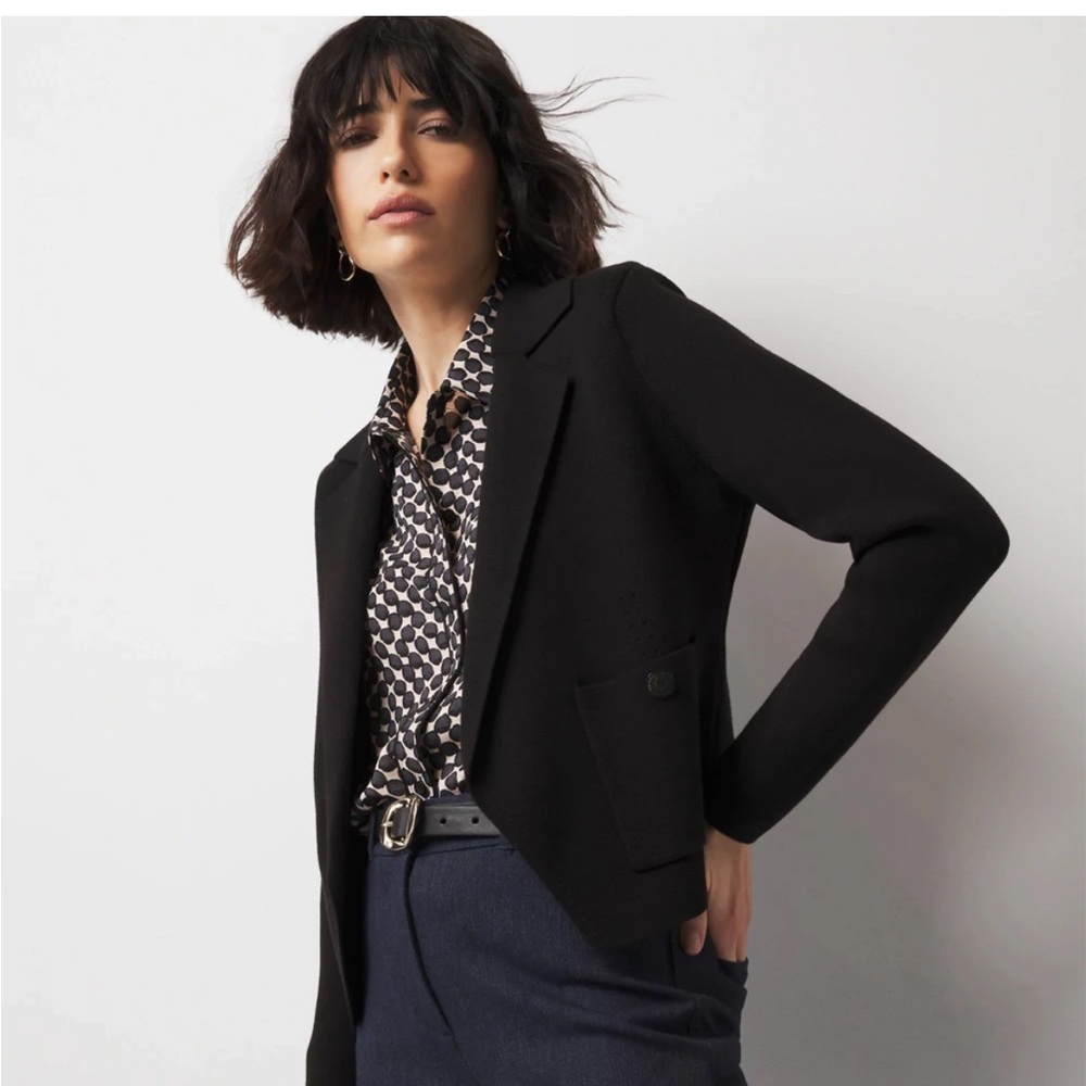 NWT White House Black Market Cropped Sweater Blazer - Black - Size XS